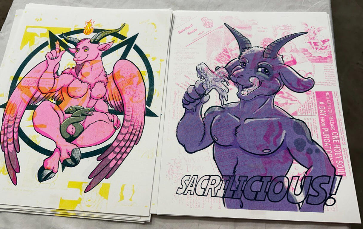 Baphomet and Sacrilicious risograph prints Baphomet and Sacrilicious risograph prints