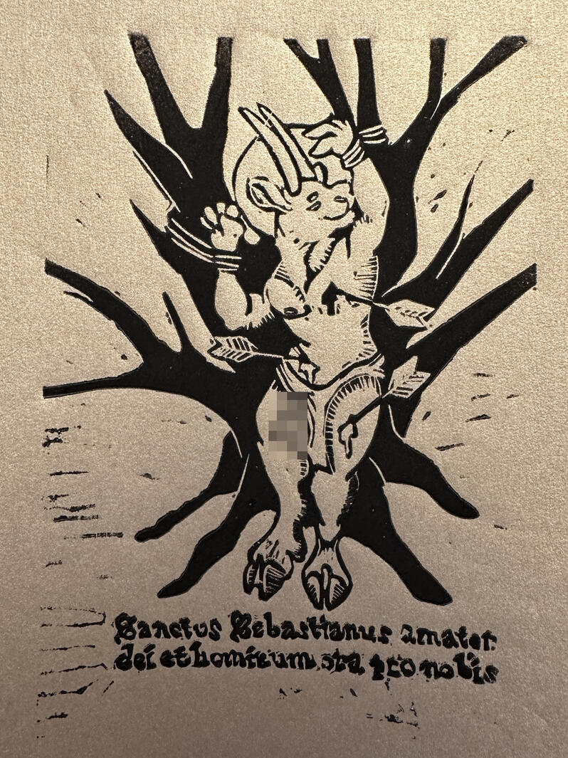 St. Sebastian linocut block print St. Sebastian linocut block print