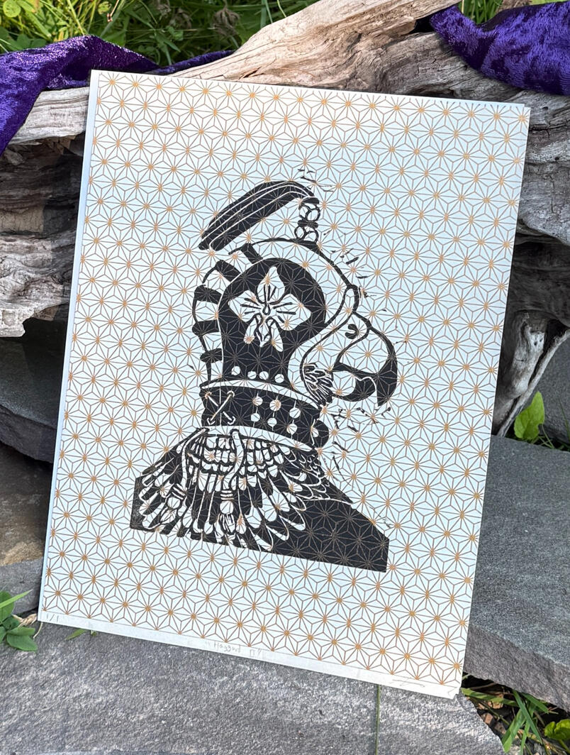 Haggard II linocut block print Haggard II linocut block print